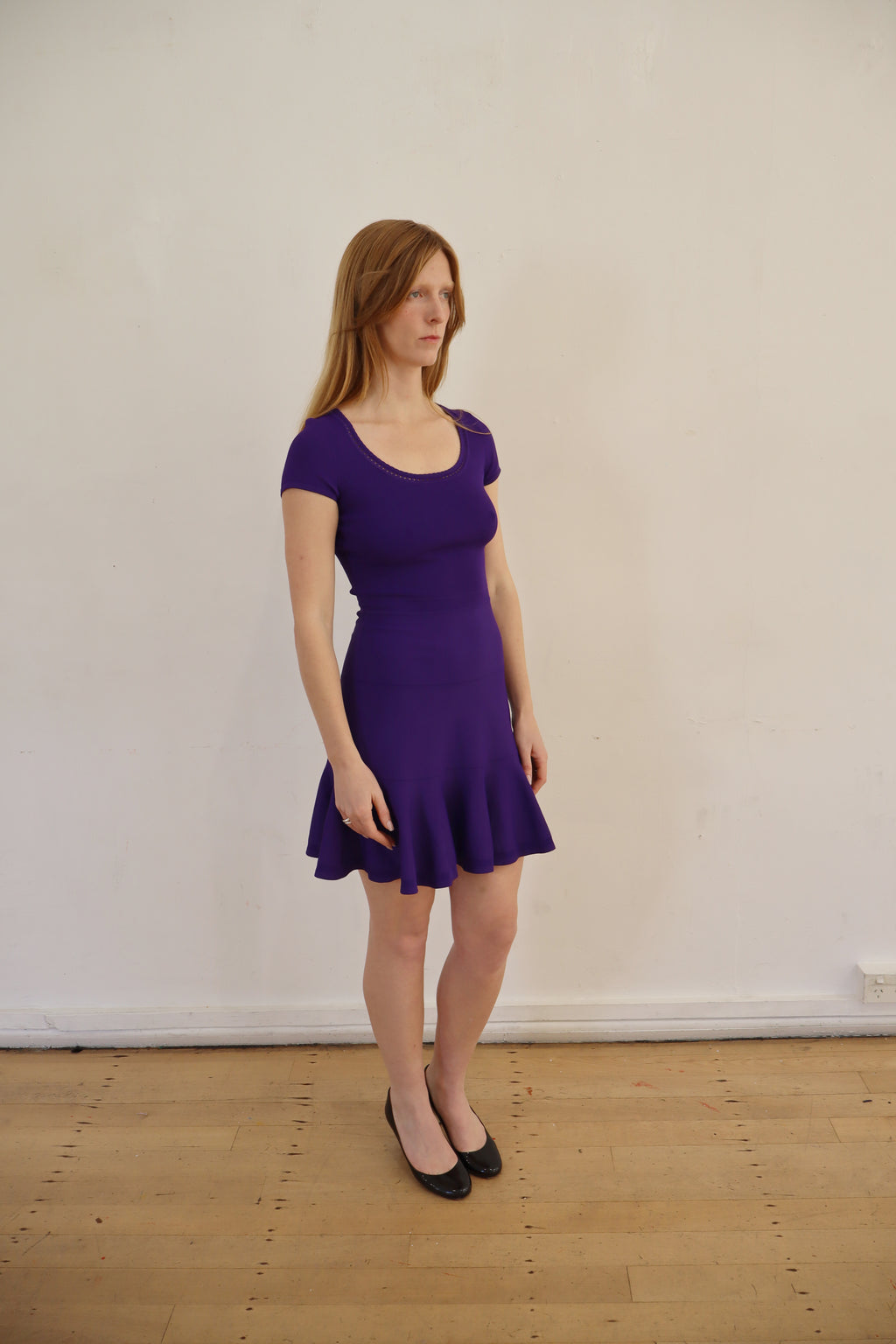 2000s diane von furstenberg purple knit dress