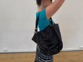 vintage rosette soft leather shoulder bag