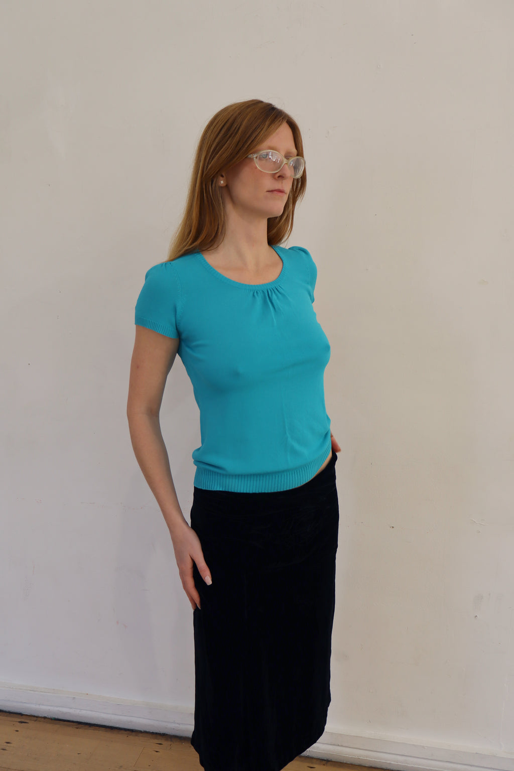 vintage v'cocca aqua blue top