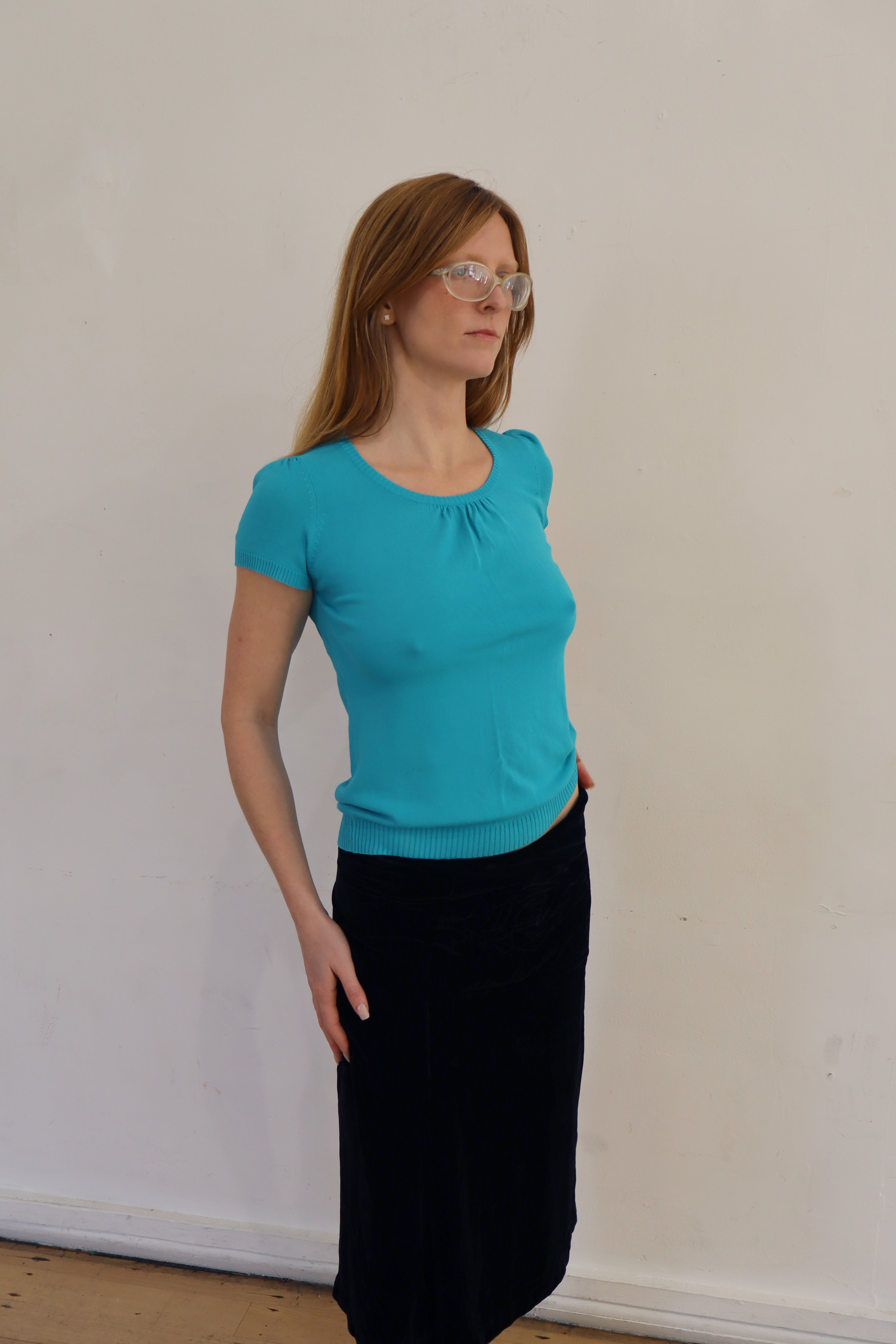 vintage v'cocca aqua blue top