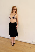vintage velvet rosette midi skirt