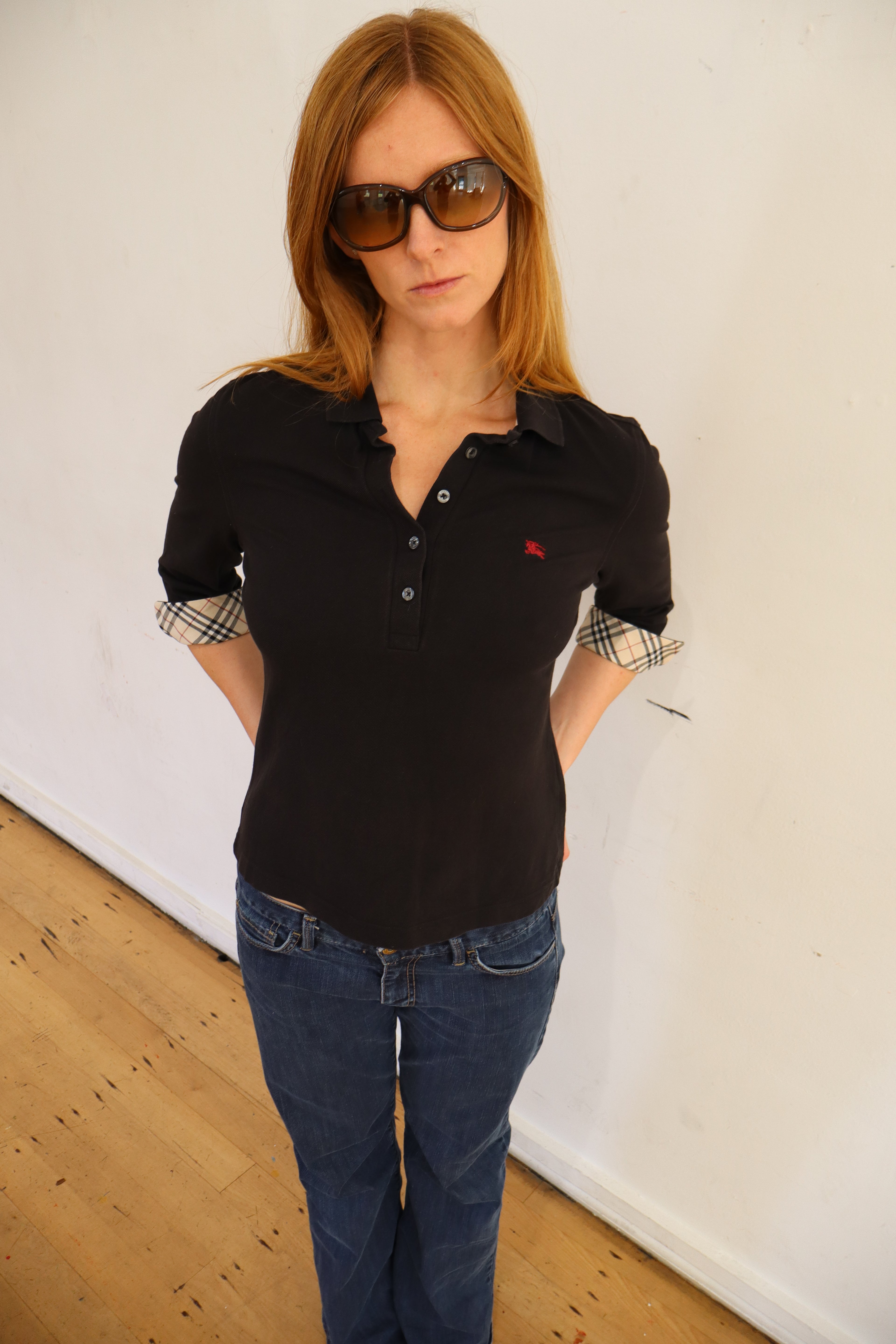 vintage burberry black polo