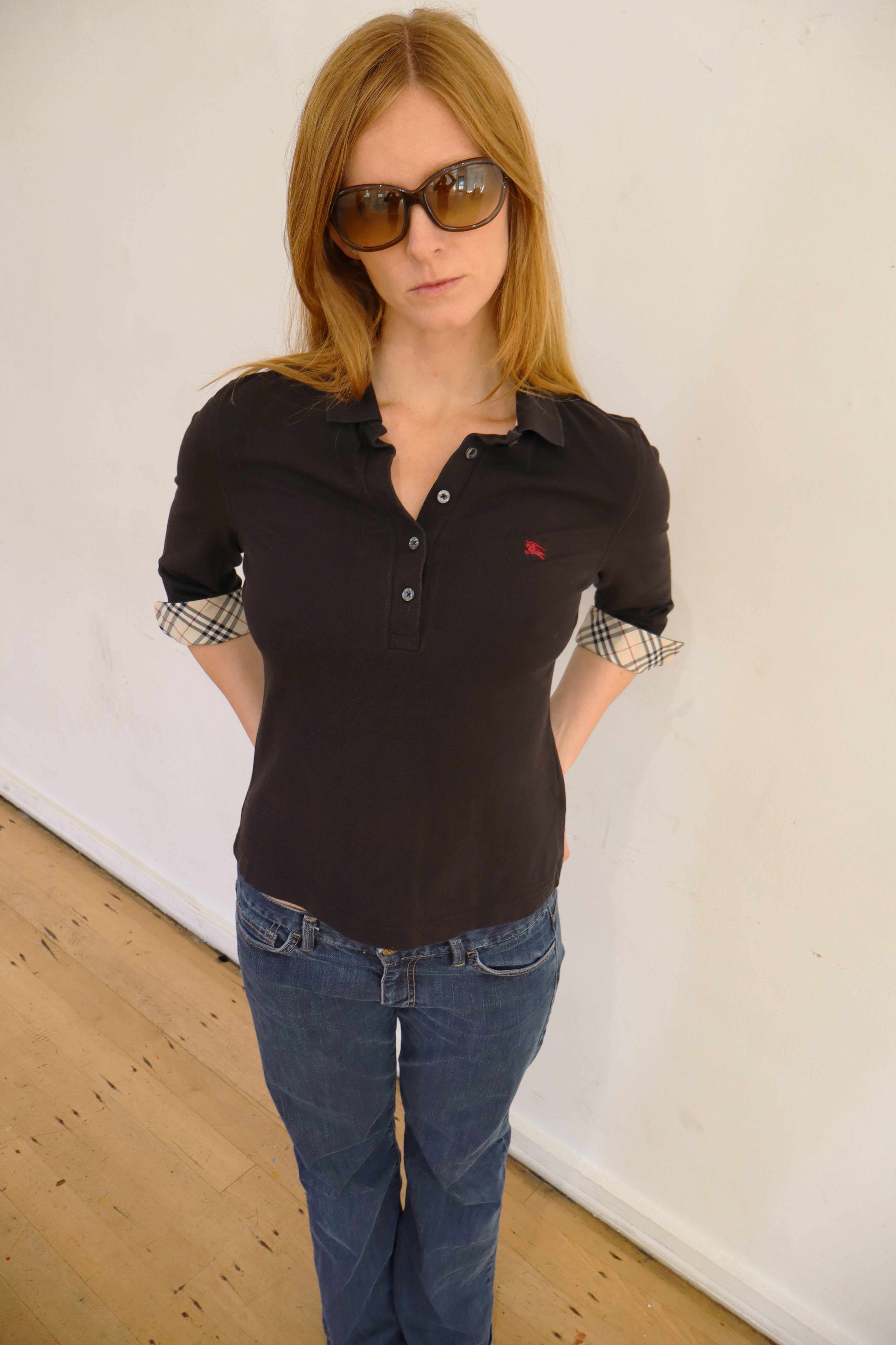 vintage burberry black polo