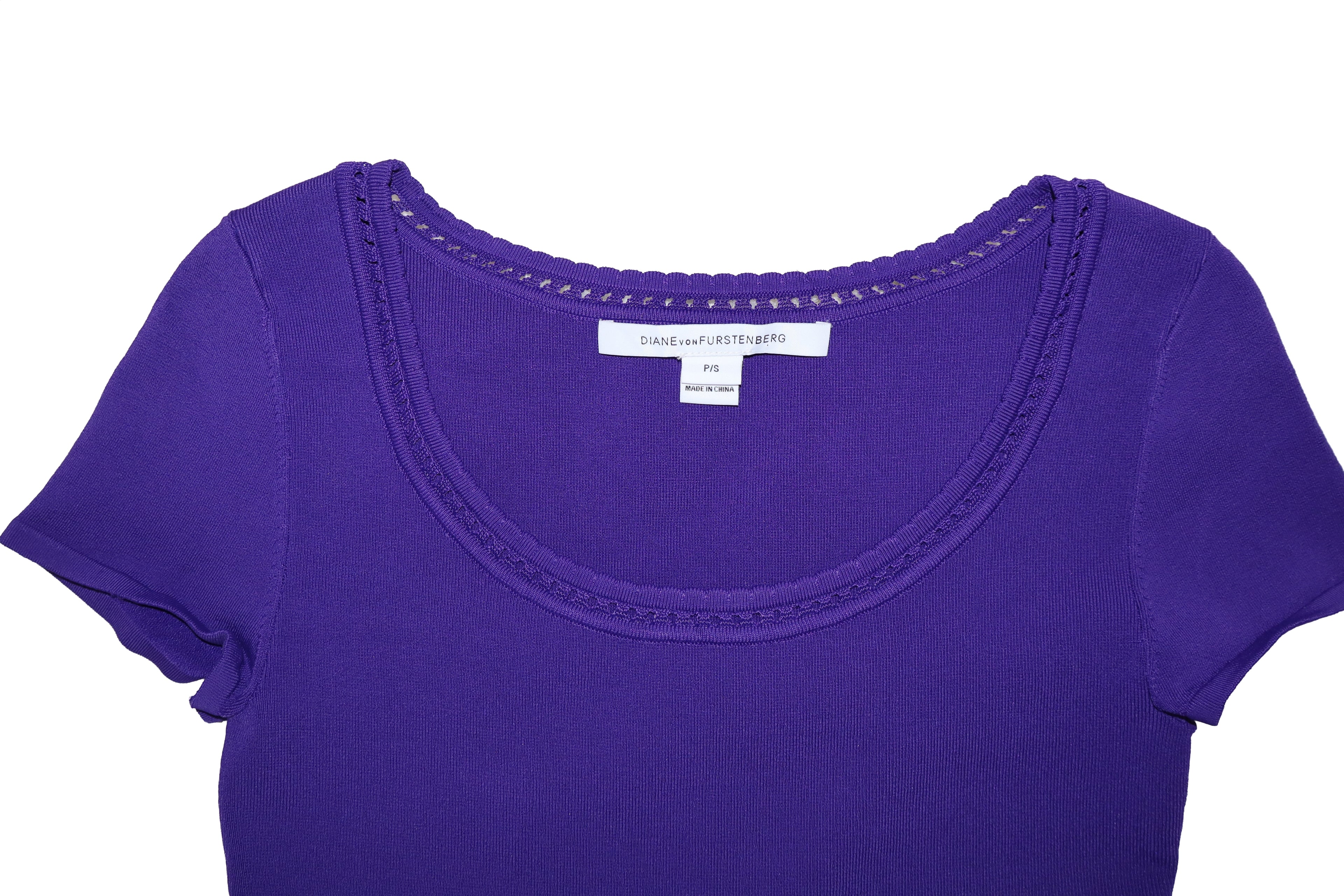 2000s diane von furstenberg purple knit dress