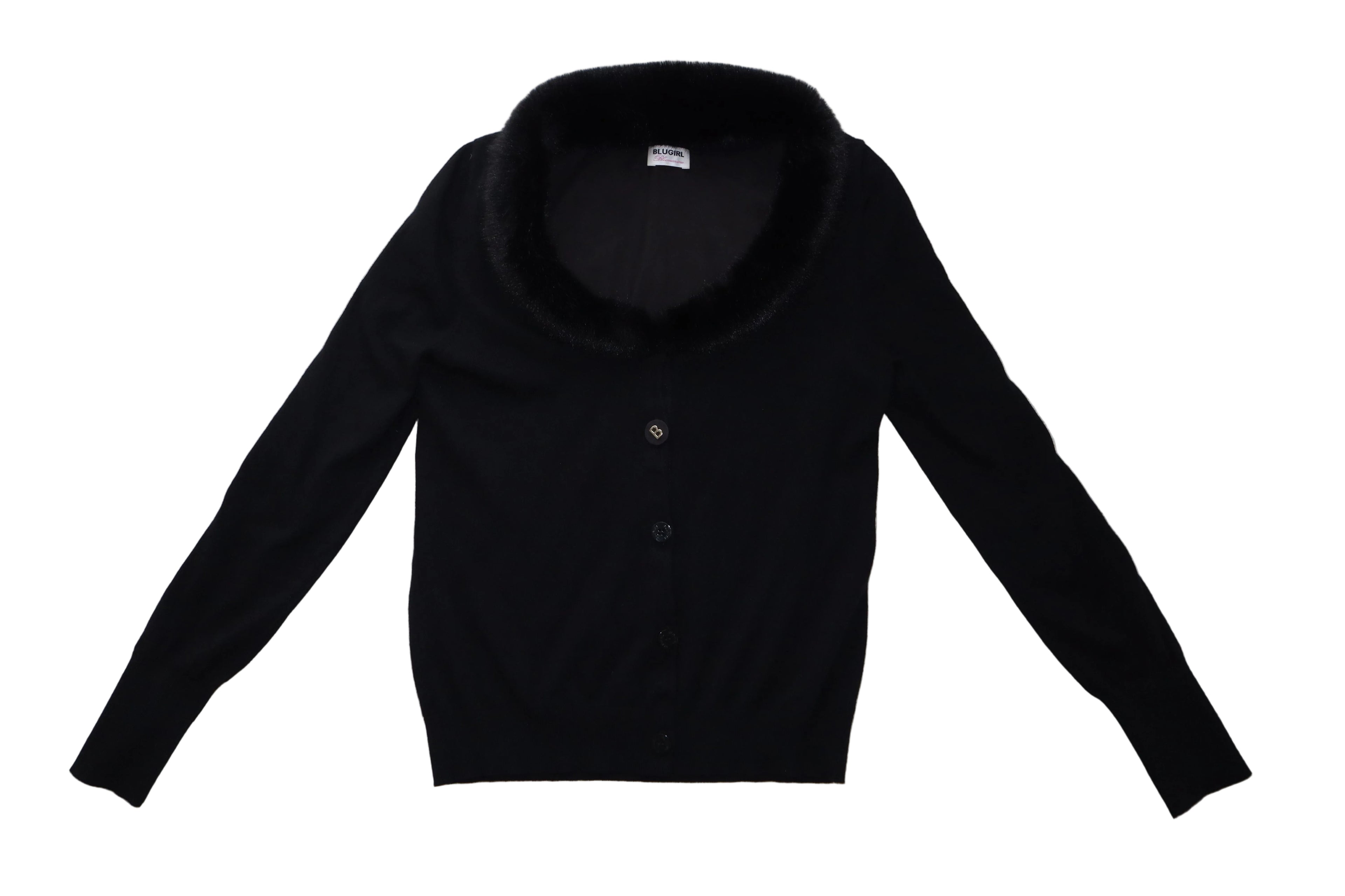 2000s blugirl fur-trimmed cardigan