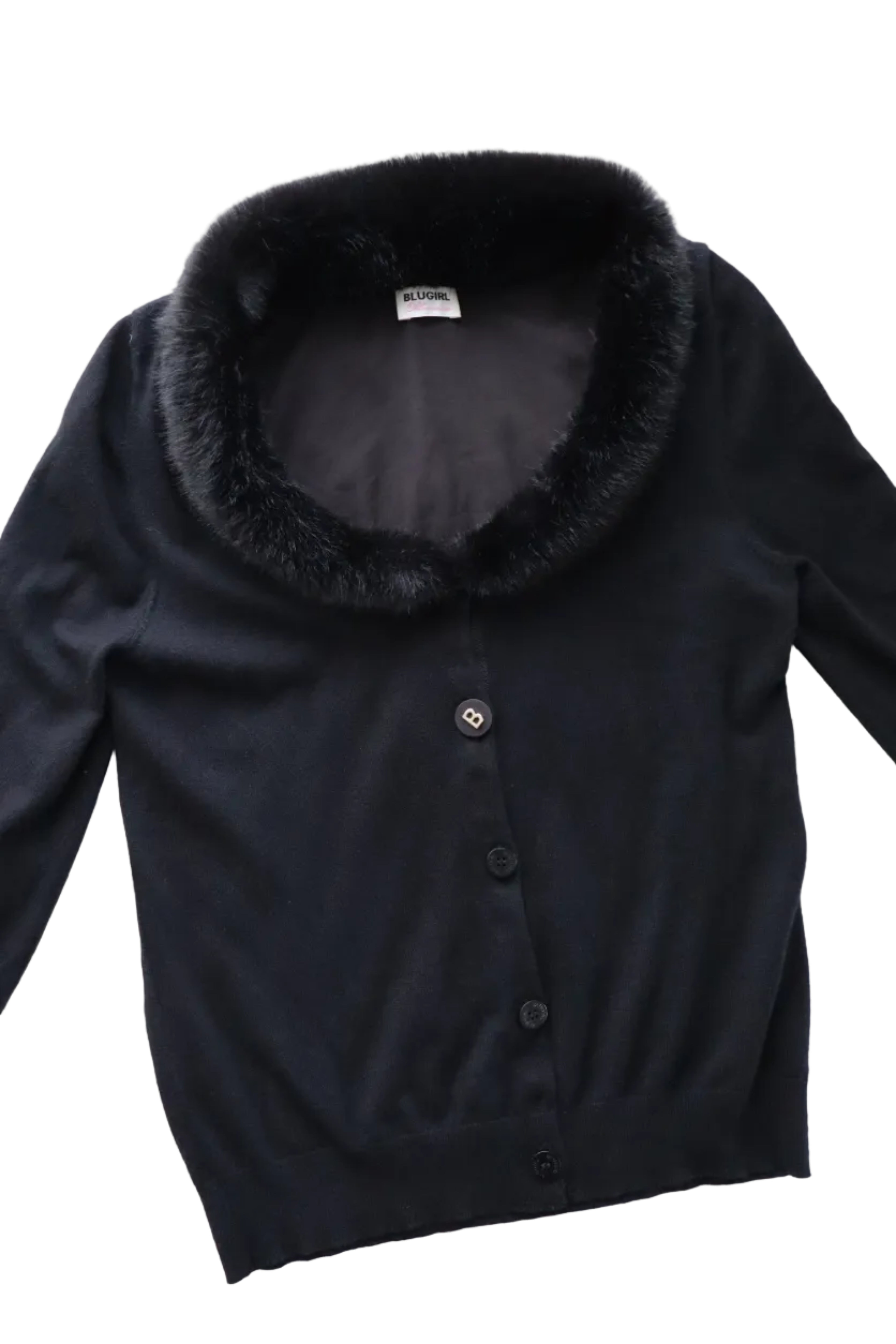 2000s blugirl fur-trimmed cardigan