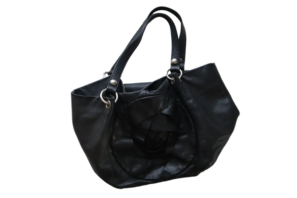 vintage rosette soft leather shoulder bag