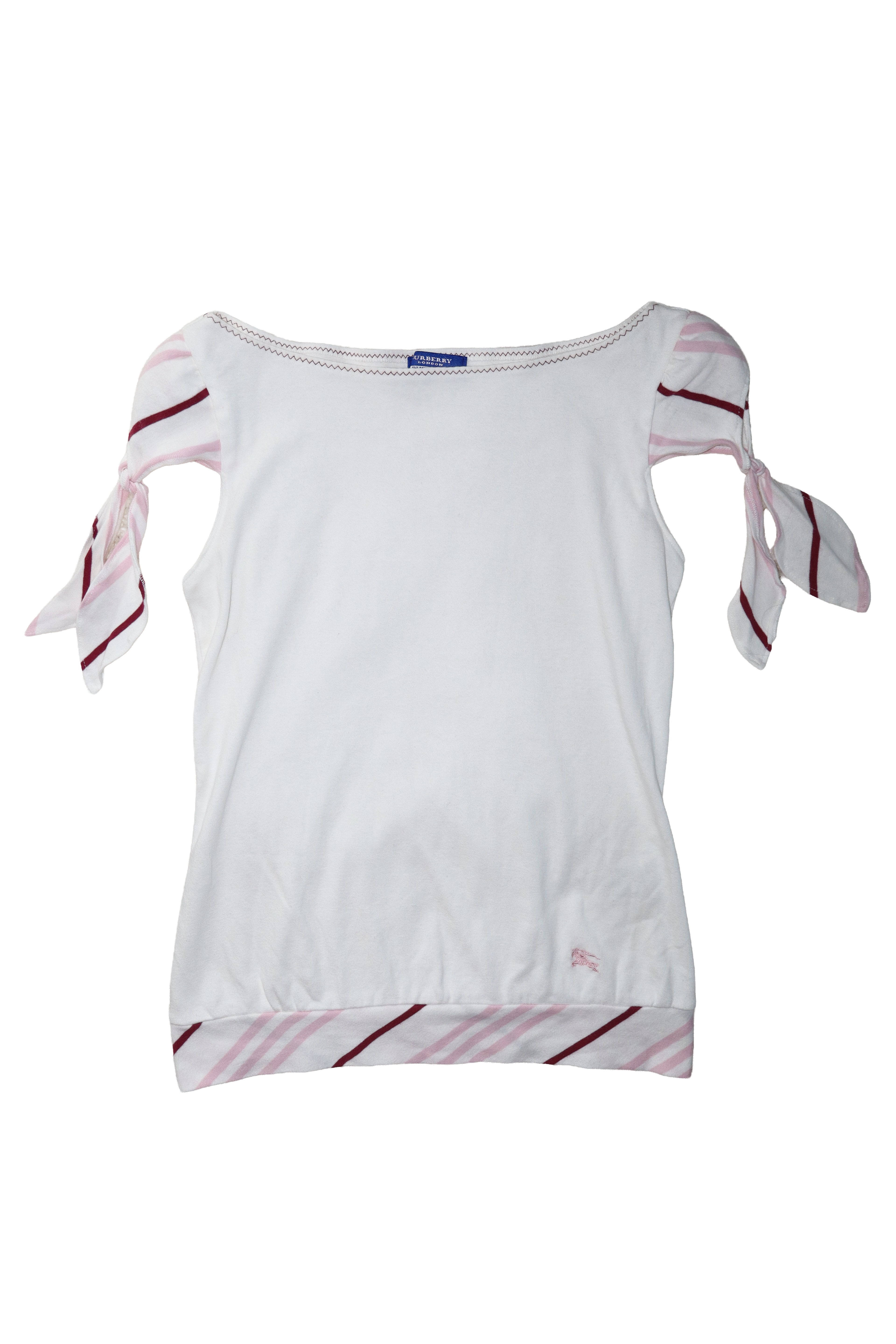 2000s burberry blue label white and pink nova check top